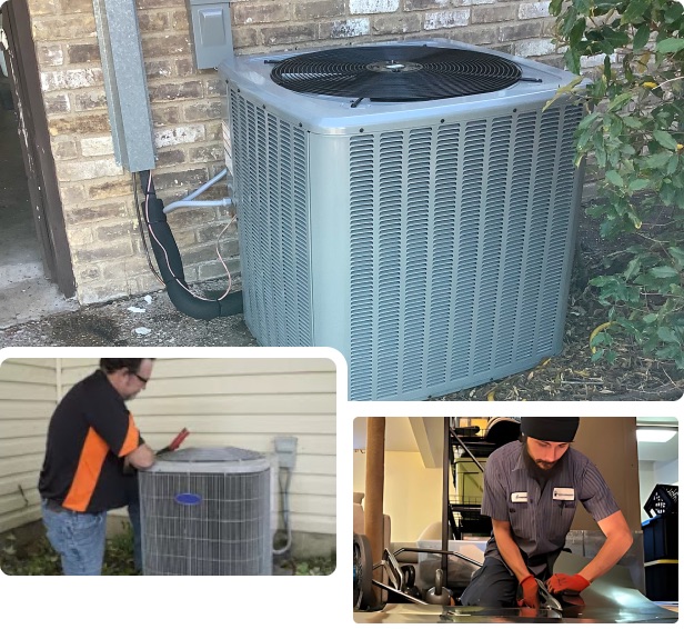 Polansky technicians servicing heating and cooling equipment